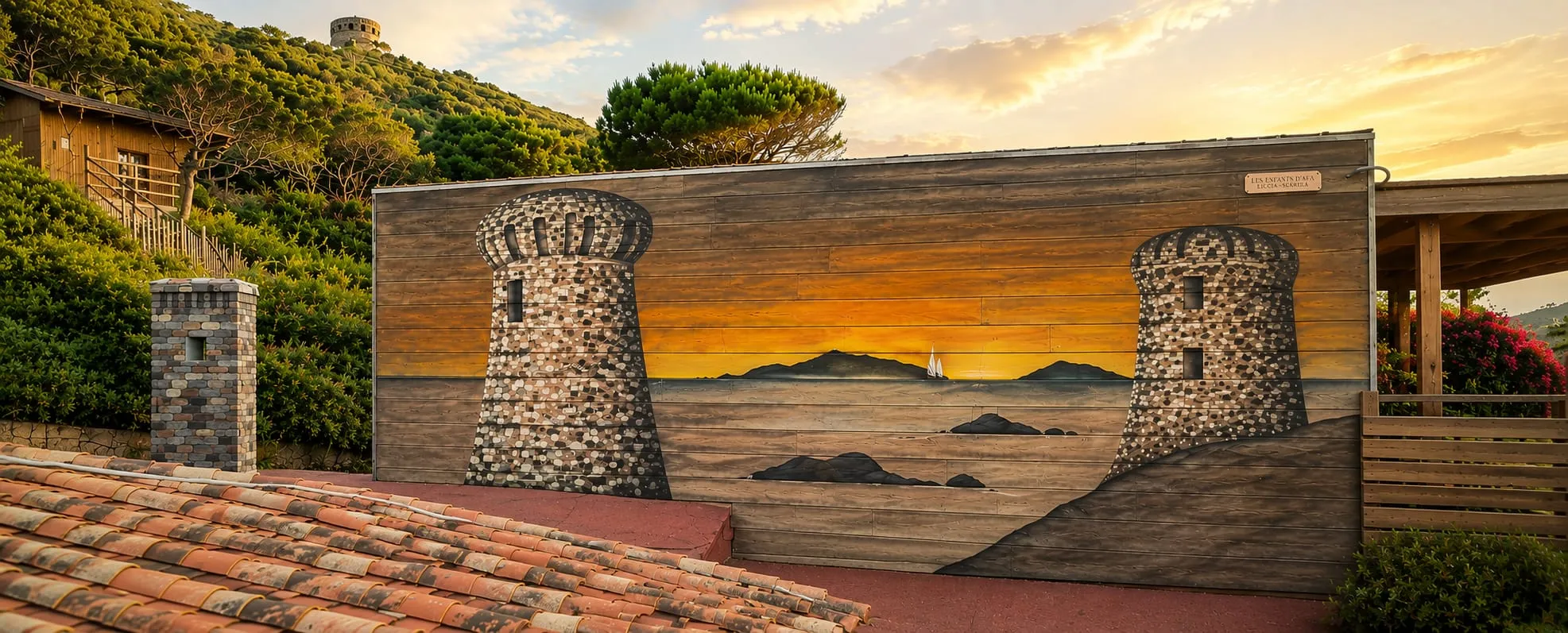 oeuvre murale sur bois villa Kirssis Isolella